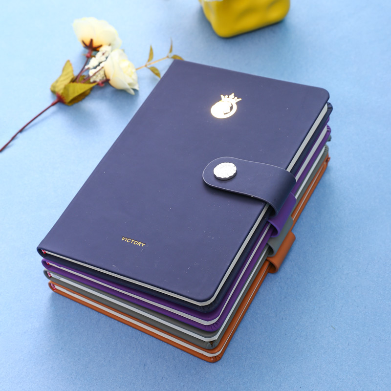 A5 pu with  metal logo embossion hardcover notebook with magnet belt D39053